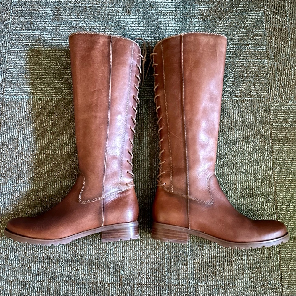 Sofft Brown Leather Sharnell II Lace Up Adjustable Riding Knee Boots, size 8 - Picture 6 of 14